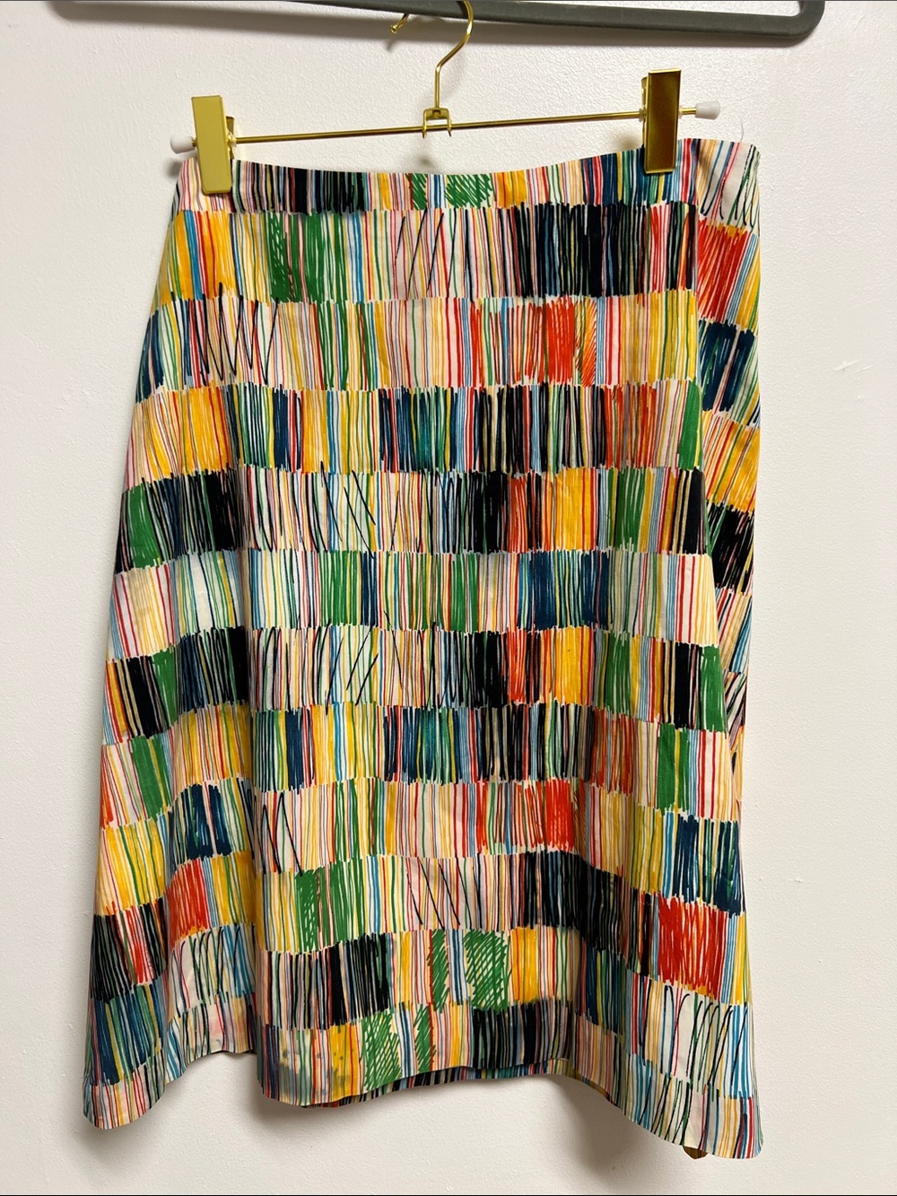 Piazza Sempione Multicolor A-Line Skirt with Green, Yellow, Blue & Red Accents